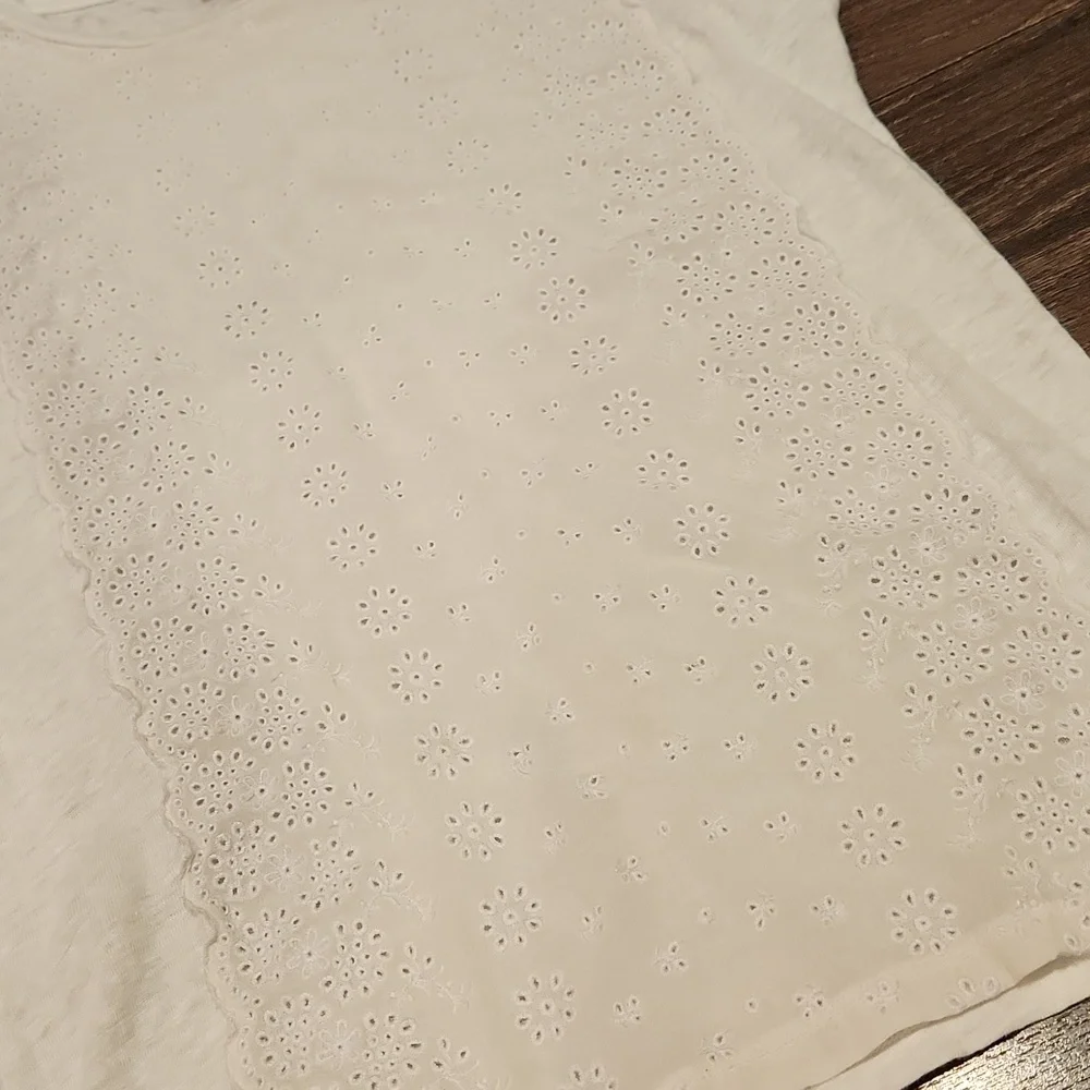 ❤️ J CREW LINEN AND SILK EMBROIDERED EYELET TOP, XS